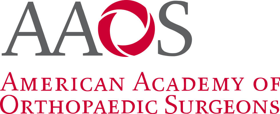 AAOS logo featuring American Academy of Orthopaedic Surgeons text in gray and red
